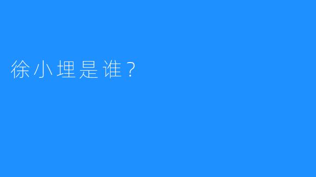 徐小埋是谁？