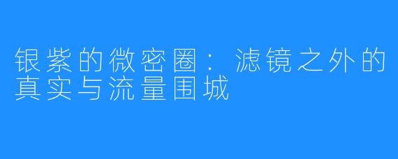 银紫的微密圈：滤镜之外的真实与流量围城