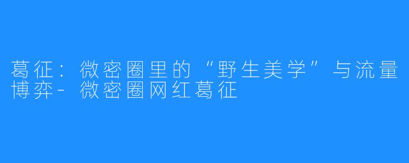 葛征:微密圈里的“野生美学”与流量博弈-微密圈网红葛征