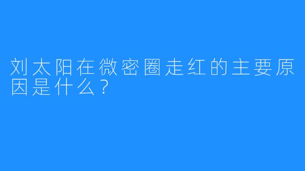 刘太阳在微密圈走红的主要原因是什么？