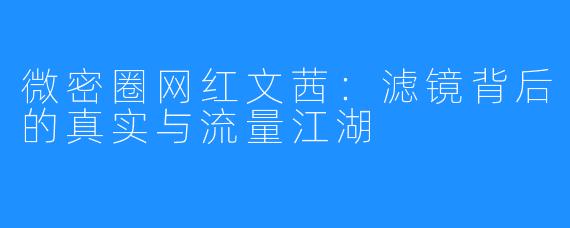 微密圈网红文茜：滤镜背后的真实与流量江湖