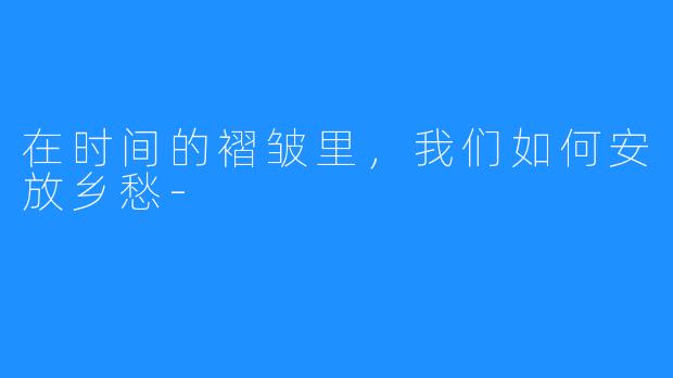 在时间的褶皱里,我们如何安放乡愁-