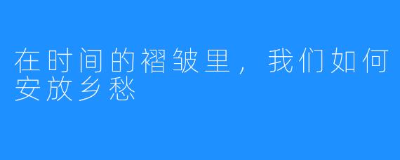 在时间的褶皱里,我们如何安放乡愁