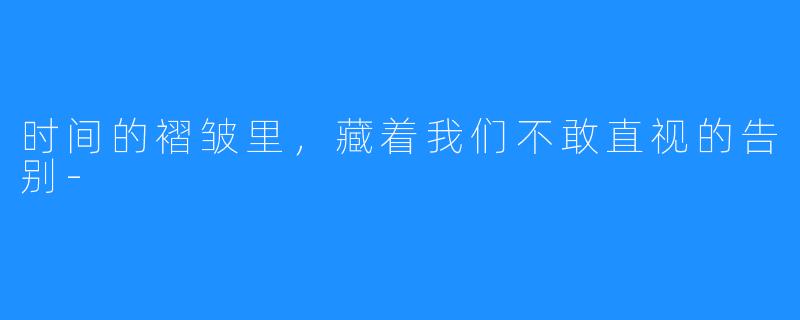 时间的褶皱里,藏着我们不敢直视的告别-